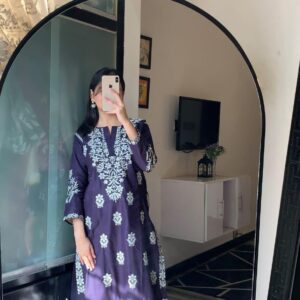 1 Pc Women's Stitched Cotton Embroidered Kurta