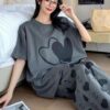 2 Pcs Women's Stitched Cotton Jersey Printed Night Suit
