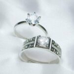 Charming Silver Plated Zircon Couple's Ring - 2 Pcs