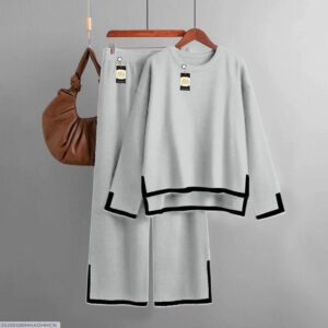 2 Pcs Women's Stitched Plain Night Suit