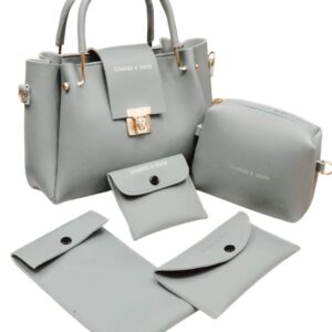Stylish Women's Faux Leather Hand Bag Set - 5 Pcs
