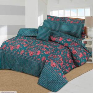7 Pcs Cotton Salonica Printed Comforter Set
