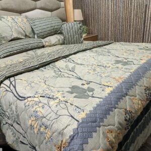 7 Pcs Cotton Salonica Printed Comforter Set