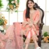 Embroidered Organza Women's Suit Set - 3 Pcs in Peach