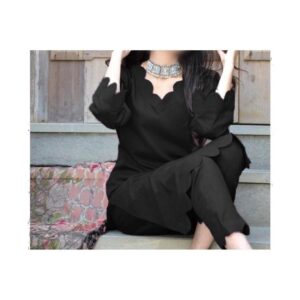 2 Pcs Women's Unstitched Katan Silk Plain Suit