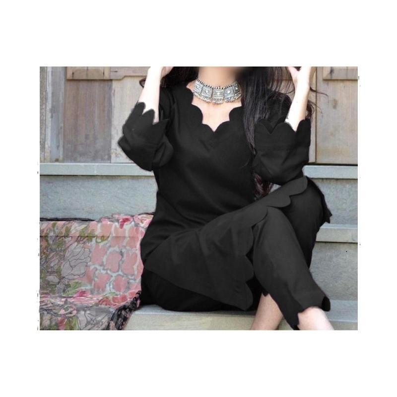 2 Pcs Women's Unstitched Katan Silk Plain Suit