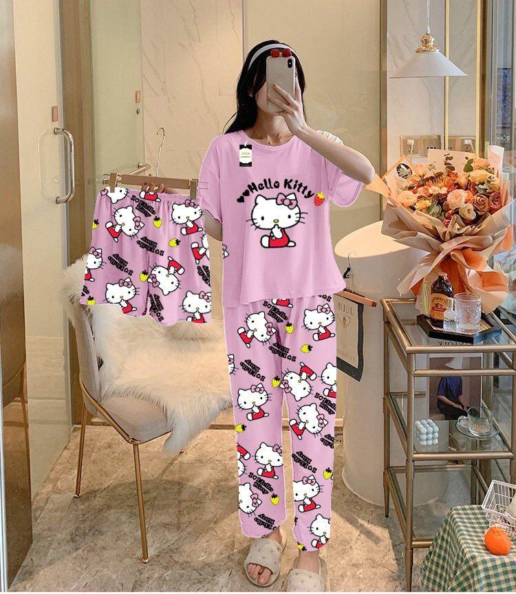 3 Pcs Women's Stitched Printed Night Suit